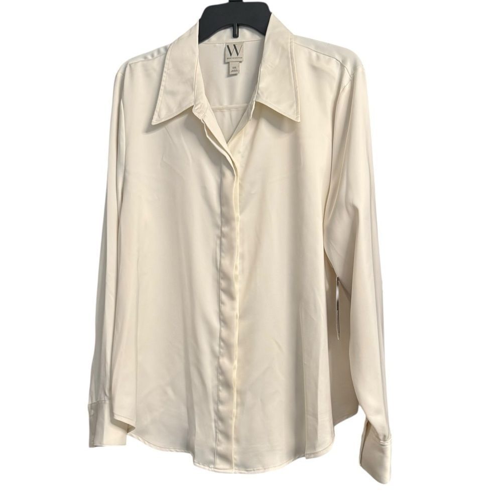 Worthington Ivory Satin Button Down Shirt
